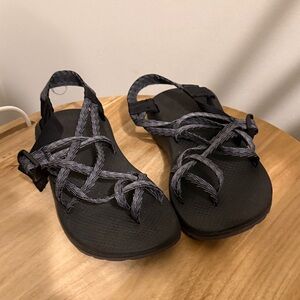 Chaco Black and Gray Strappy Sandals